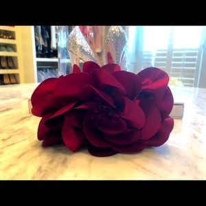 New with tags Burgundy Floral Satin Clutch
